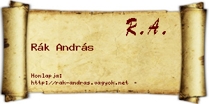 Rák András névjegykártya